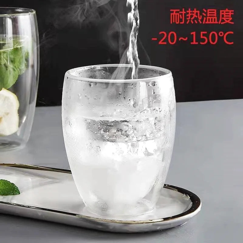 Tasse en verre borosilicate à double paroi résistant à la chaleur (350 –  EthicalDeals France